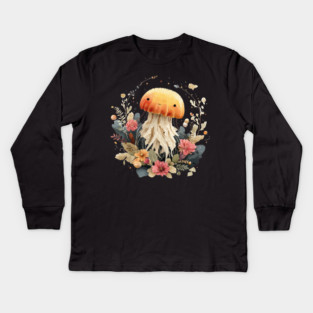 Ethereal Jellyfish in a Coral Wreath - Mystical Ocean Art Kids Long Sleeve T-Shirt