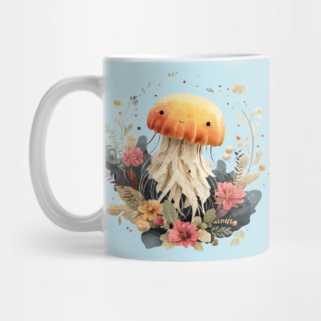 Ethereal Jellyfish in a Coral Wreath - Mystical Ocean Art by TuncGK