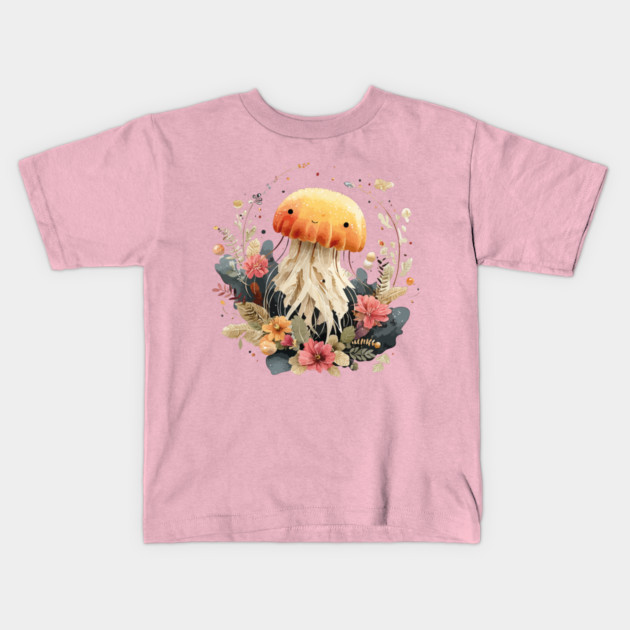 Ethereal Jellyfish in a Coral Wreath - Mystical Ocean Art Kids T-Shirt by TuncGK