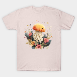 Ethereal Jellyfish in a Coral Wreath - Mystical Ocean Art T-Shirt