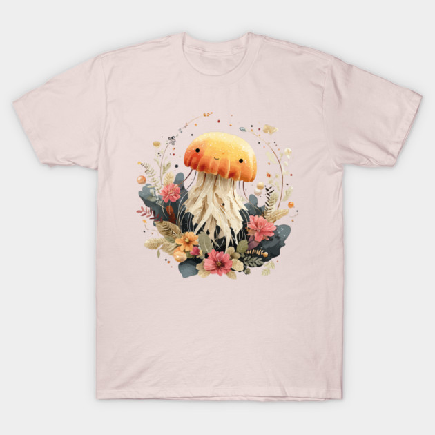 Ethereal Jellyfish in a Coral Wreath - Mystical Ocean Art T-Shirt by TuncGK
