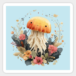 Ethereal Jellyfish in a Coral Wreath - Mystical Ocean Art Sticker