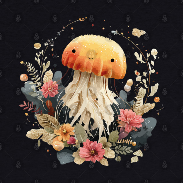 Ethereal Jellyfish in a Coral Wreath - Mystical Ocean Art by TuncGK