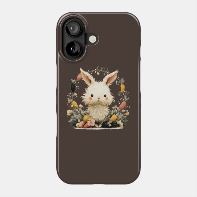 Baby Bunny in a Carrot Wreath - Fairytale Nursery Decor Phone Case by TuncGK