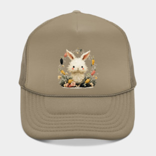 Baby Bunny in a Carrot Wreath - Fairytale Nursery Decor Hat