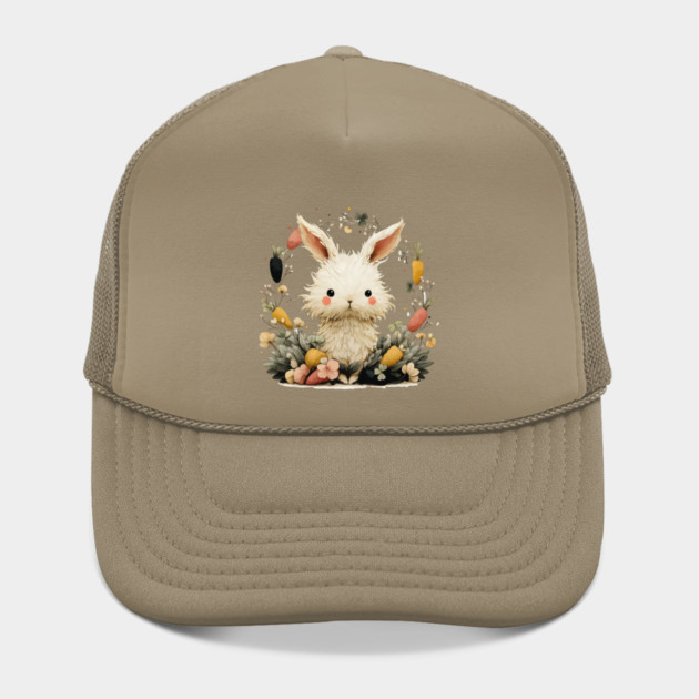 Baby Bunny in a Carrot Wreath - Fairytale Nursery Decor by TuncGK