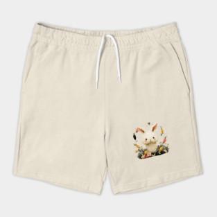 Baby Bunny in a Carrot Wreath - Fairytale Nursery Decor Shorts