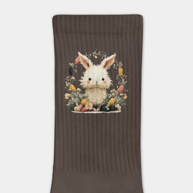 Baby Bunny in a Carrot Wreath - Fairytale Nursery Decor by TuncGK