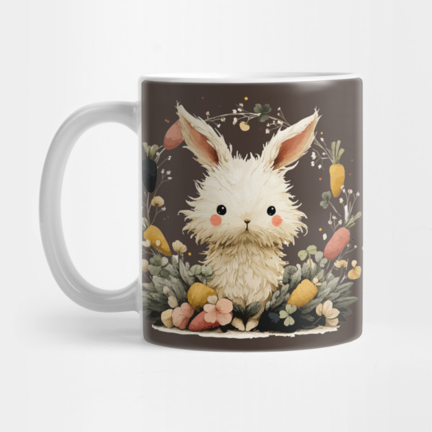 Baby Bunny in a Carrot Wreath - Fairytale Nursery Decor by TuncGK