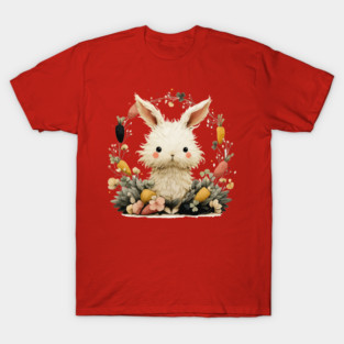 Baby Bunny in a Carrot Wreath - Fairytale Nursery Decor T-Shirt