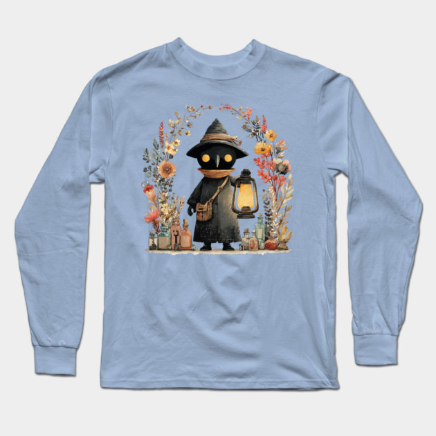 Plague Doctor Apothecary - Alchemist & Goblincore Folk Art Long Sleeve T-Shirt by TuncGK