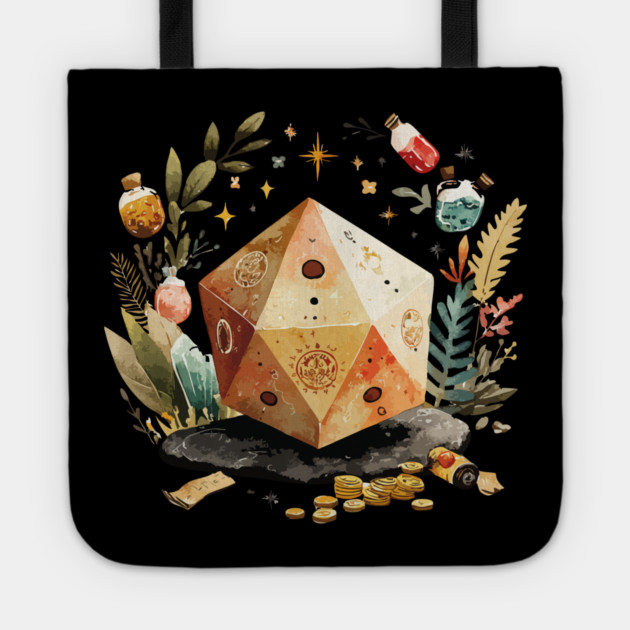 Magical D20 Dice - Dungeon Master & TTRPG Gamer Gift Tote by TuncGK