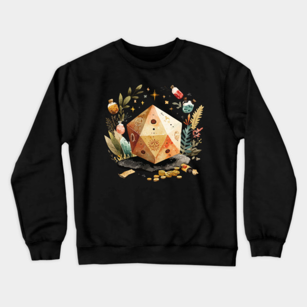 Magical D20 Dice - Dungeon Master & TTRPG Gamer Gift Crewneck Sweatshirt by TuncGK