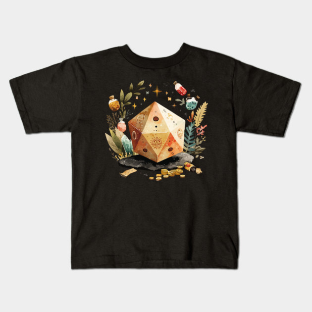 Magical D20 Dice - Dungeon Master & TTRPG Gamer Gift Kids T-Shirt by TuncGK
