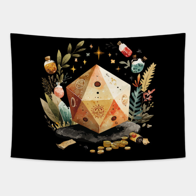 Magical D20 Dice - Dungeon Master & TTRPG Gamer Gift Tapestry by TuncGK