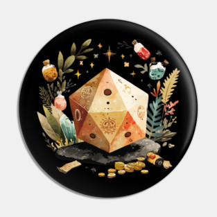 Magical D20 Dice - Dungeon Master & TTRPG Gamer Gift Pin