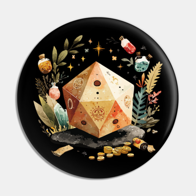 Magical D20 Dice - Dungeon Master & TTRPG Gamer Gift Pin by TuncGK