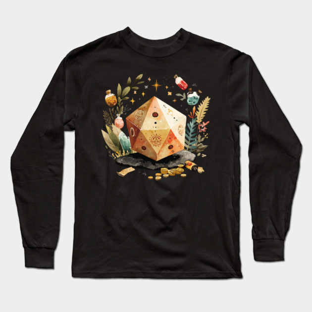 Magical D20 Dice - Dungeon Master & TTRPG Gamer Gift Long Sleeve T-Shirt by TuncGK