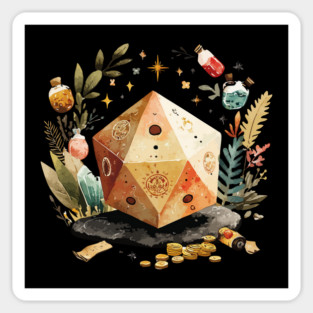 Magical D20 Dice - Dungeon Master & TTRPG Gamer Gift Magnet
