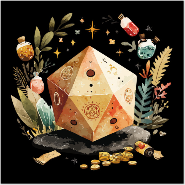 Magical D20 Dice - Dungeon Master & TTRPG Gamer Gift Wall Art by TuncGK