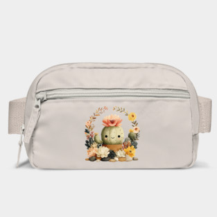 Smiling Cactus in a Succulent Wreath - Plant Parent Folk Art Bag