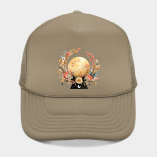 Full Moon in a Celestial Wreath - Witchy & Astrology Art Hat
