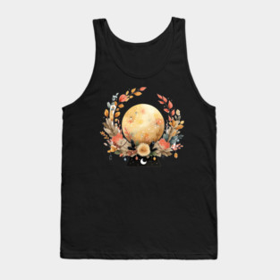Full Moon in a Celestial Wreath - Witchy & Astrology Art Tank Top