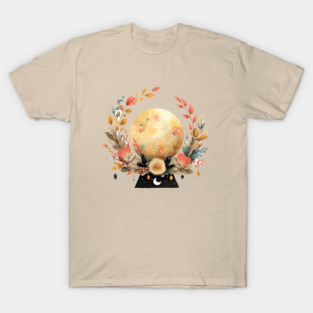 Full Moon in a Celestial Wreath - Witchy & Astrology Art T-Shirt