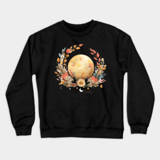 Full Moon in a Celestial Wreath - Witchy & Astrology Art Crewneck Sweatshirt
