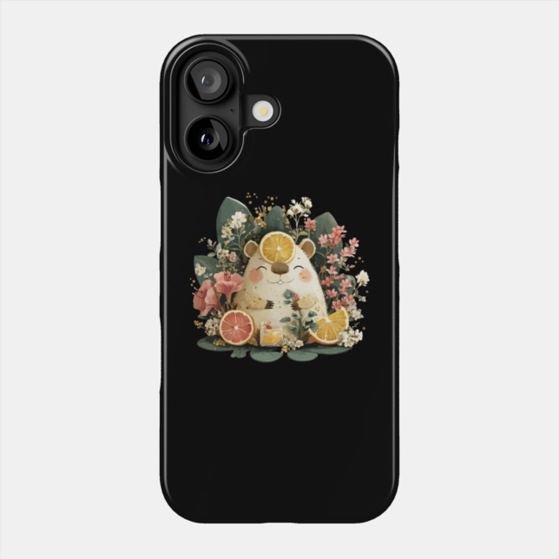 Chill Capybara with an Orange Slice - Whimsical Animal Folk Art Phone Case by TuncGK