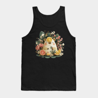 Chill Capybara with an Orange Slice - Whimsical Animal Folk Art Tank Top