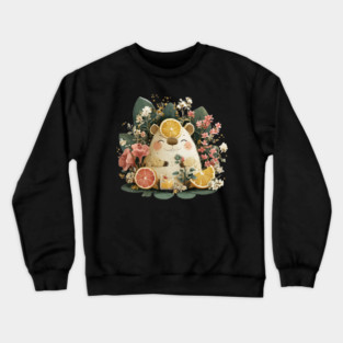 Chill Capybara with an Orange Slice - Whimsical Animal Folk Art Crewneck Sweatshirt