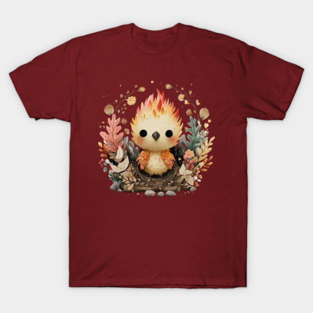 Baby Phoenix Rebirth - Mythical Fantasy Folk Art T-Shirt by TuncGK