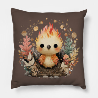 Baby Phoenix Rebirth - Mythical Fantasy Folk Art Pillow