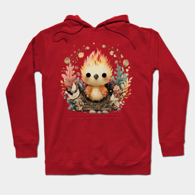 Baby Phoenix Rebirth - Mythical Fantasy Folk Art Hoodie by TuncGK