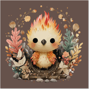 Baby Phoenix Rebirth - Mythical Fantasy Folk Art Posters and Art