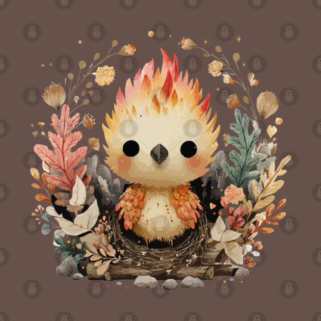 Baby Phoenix Rebirth - Mythical Fantasy Folk Art by TuncGK