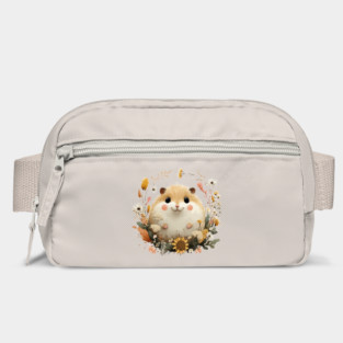 Chubby Hamster in a Sunflower Wreath - Pet Owner Folk Art Bag