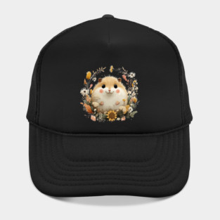Chubby Hamster in a Sunflower Wreath - Pet Owner Folk Art Hat
