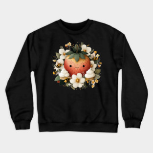 Whimsical Strawberry & Bees - Summer Cottagecore Folk Art Crewneck Sweatshirt