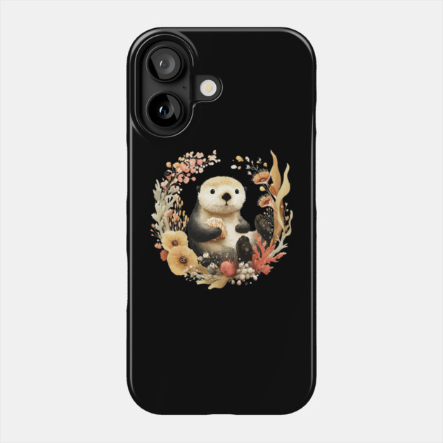 Playful Sea Otter - Significant Otter & Anniversary Folk Art Phone Case by TuncGK
