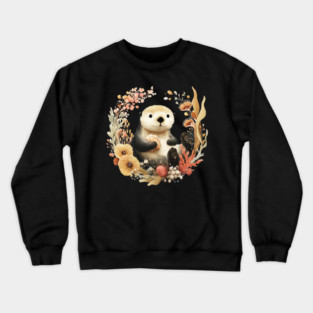 Playful Sea Otter - Significant Otter & Anniversary Folk Art Crewneck Sweatshirt