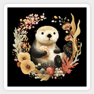 Playful Sea Otter - Significant Otter & Anniversary Folk Art Magnet