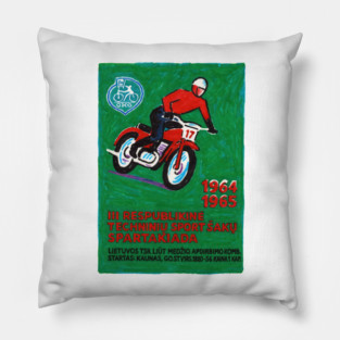 Vintage Lithuanian Motorbike Matchbook Label - Original Drawing Pillow
