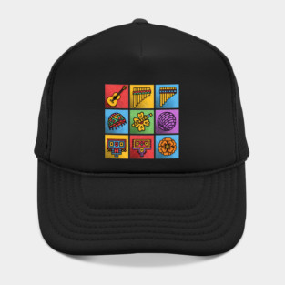 Hispanic Heritage Icons - Latin Music Guitar & Pan Flute Design Hat