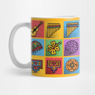 Hispanic Heritage Icons - Latin Music Guitar & Pan Flute Design Mug