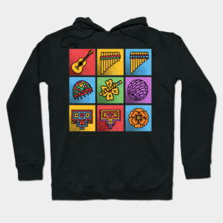 Hispanic Heritage Icons - Latin Music Guitar & Pan Flute Design Hoodie
