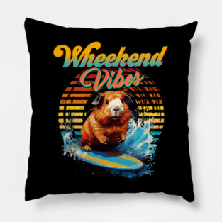 Wheekend Vibes Pun Surfing Guinea Pig Pillow