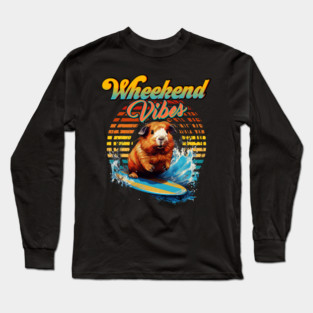 Wheekend Vibes Pun Surfing Guinea Pig Long Sleeve T-Shirt