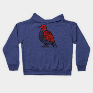 Linocut Bird Art Print - Nature Lover Gift Kids Hoodie